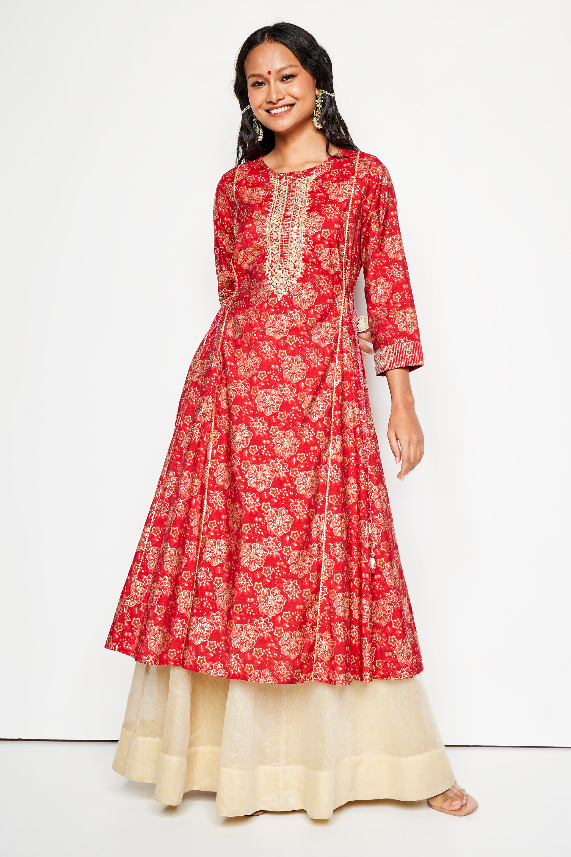 Saj Fit And Flare Kurta, Pink, image 2